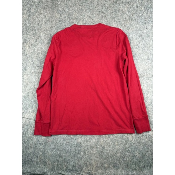 Hollister T-Shirt Men's Small Red Cotton Long Sleeve Spellout Crew Neck Pullover - Picture 2 of 7